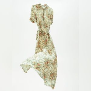 Zara Floral Dress, Button Down, Belted